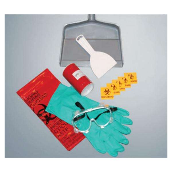 Kit Spill 6oz W/ Shaker/Goggles/Nitrile Gloves/Scooper/Bags/Biohazard Labels Ea